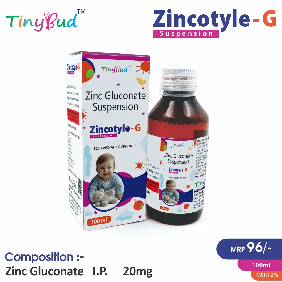 Zinc Gluconate (20mg) Suspension at the best price in PCD Pharma Franchise for Mineral Supplement, Immune Support, and Antioxidant Activity.